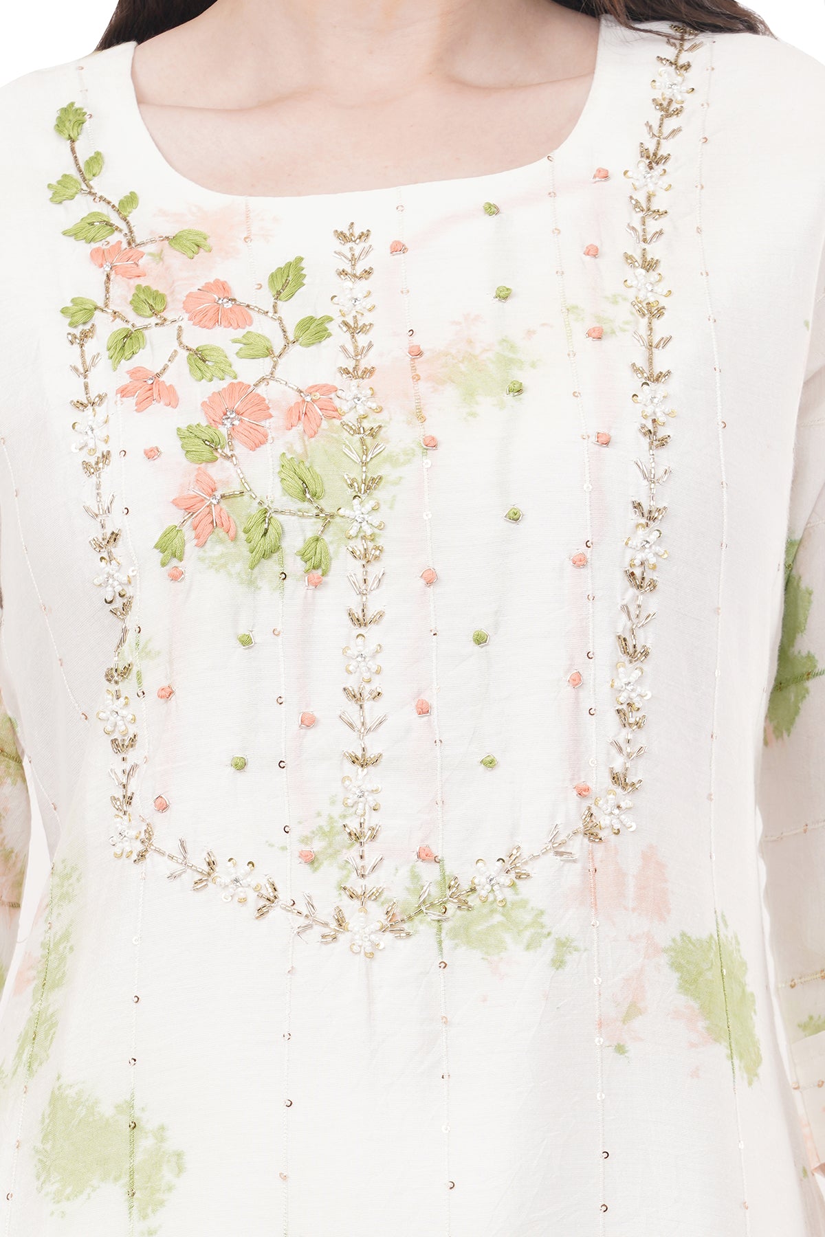 Elegant & Beautiful White & Green Tie-Dye Women's Kurta
