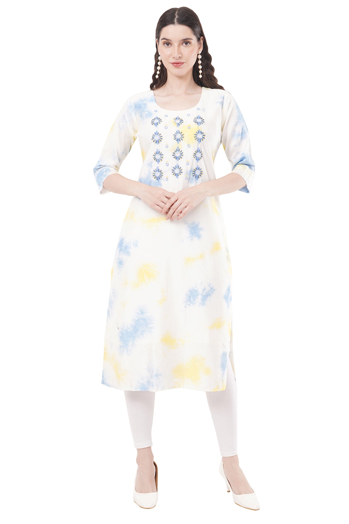 Beautiful Blue & White Tie-Dye Women's Kurta