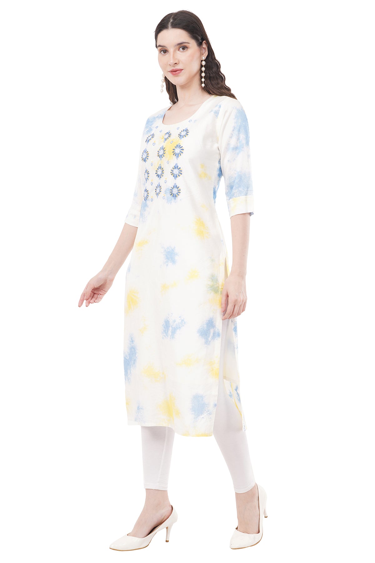 Beautiful Blue & White Tie-Dye Women's Kurta