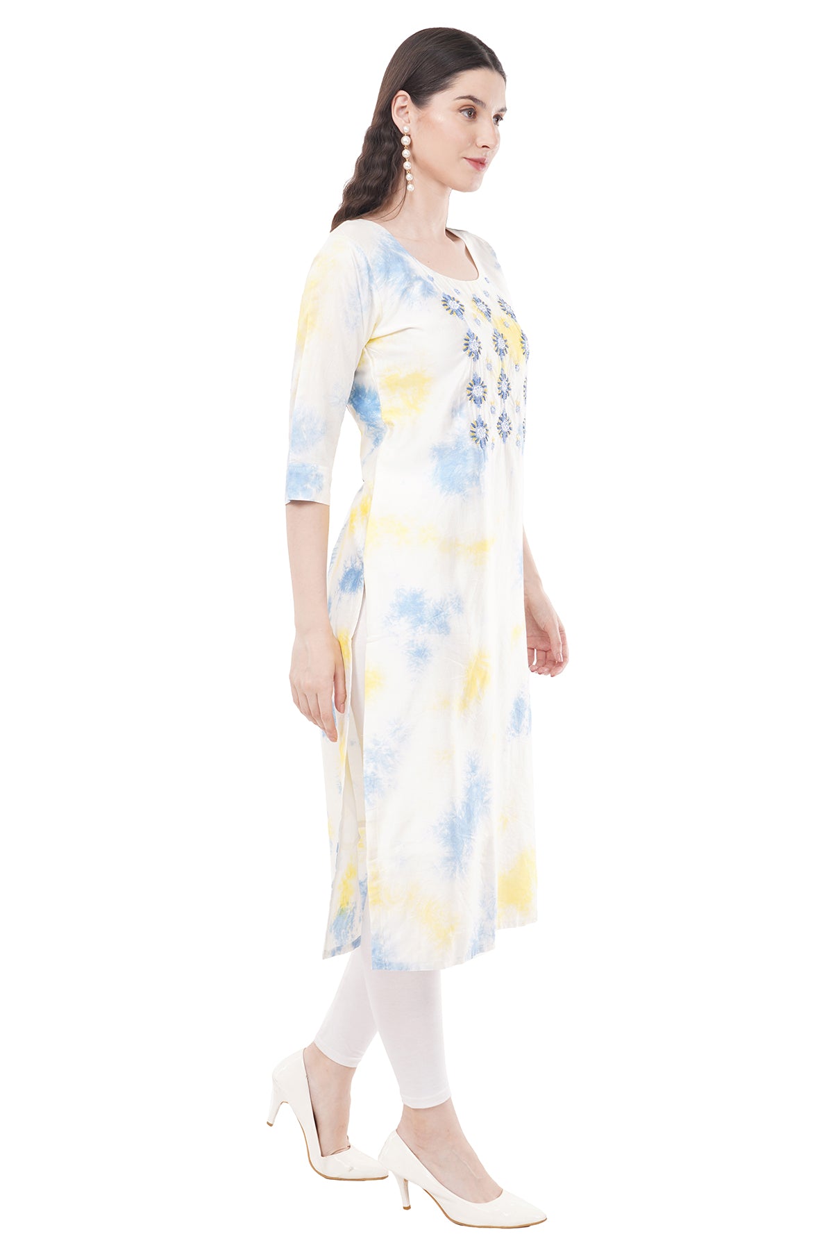 Beautiful Blue & White Tie-Dye Women's Kurta