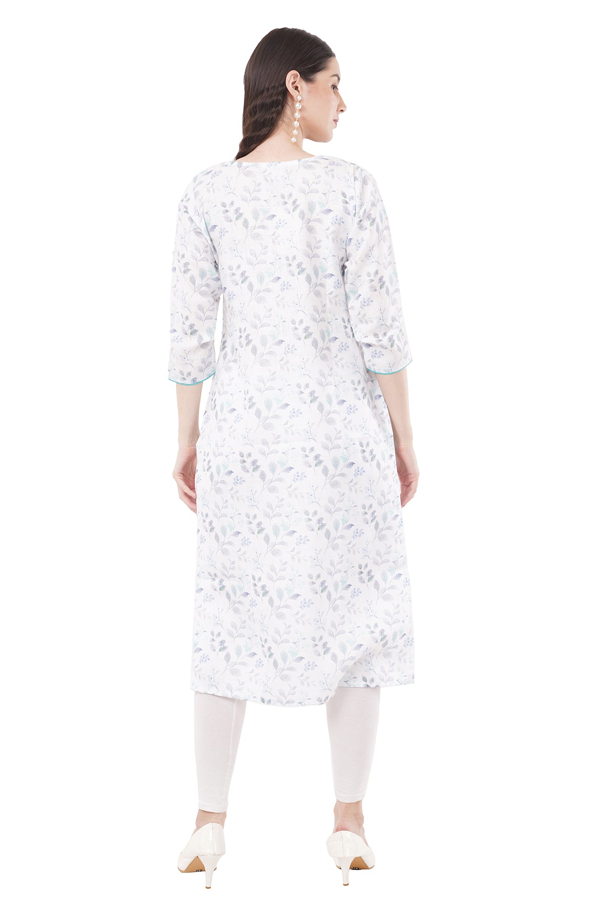 Elegant & Beautiful Sea Green & White Printed Women's Kurta