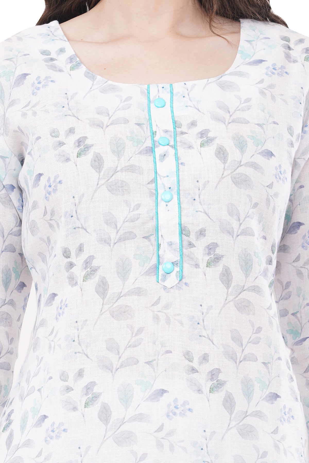 Elegant & Beautiful Sea Green & White Printed Women's Kurta