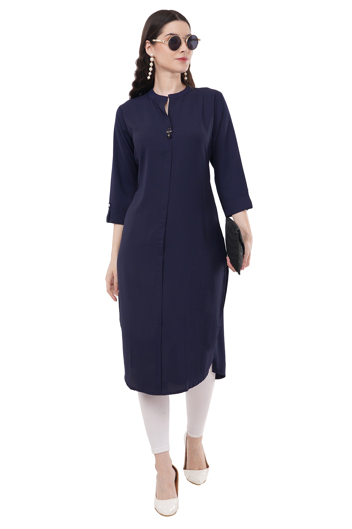Elegant & Beautiful Solid Navy Blue Women's Kurta
