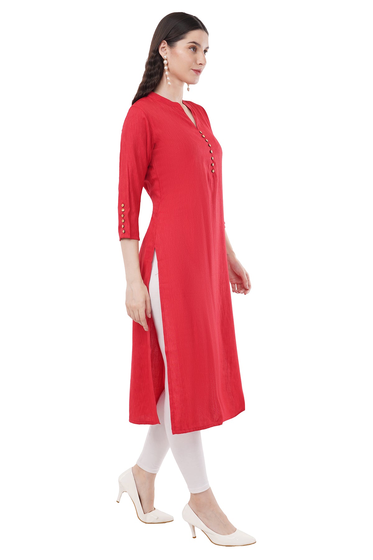 Trendy & Elegant Solid Red Women's Kurta