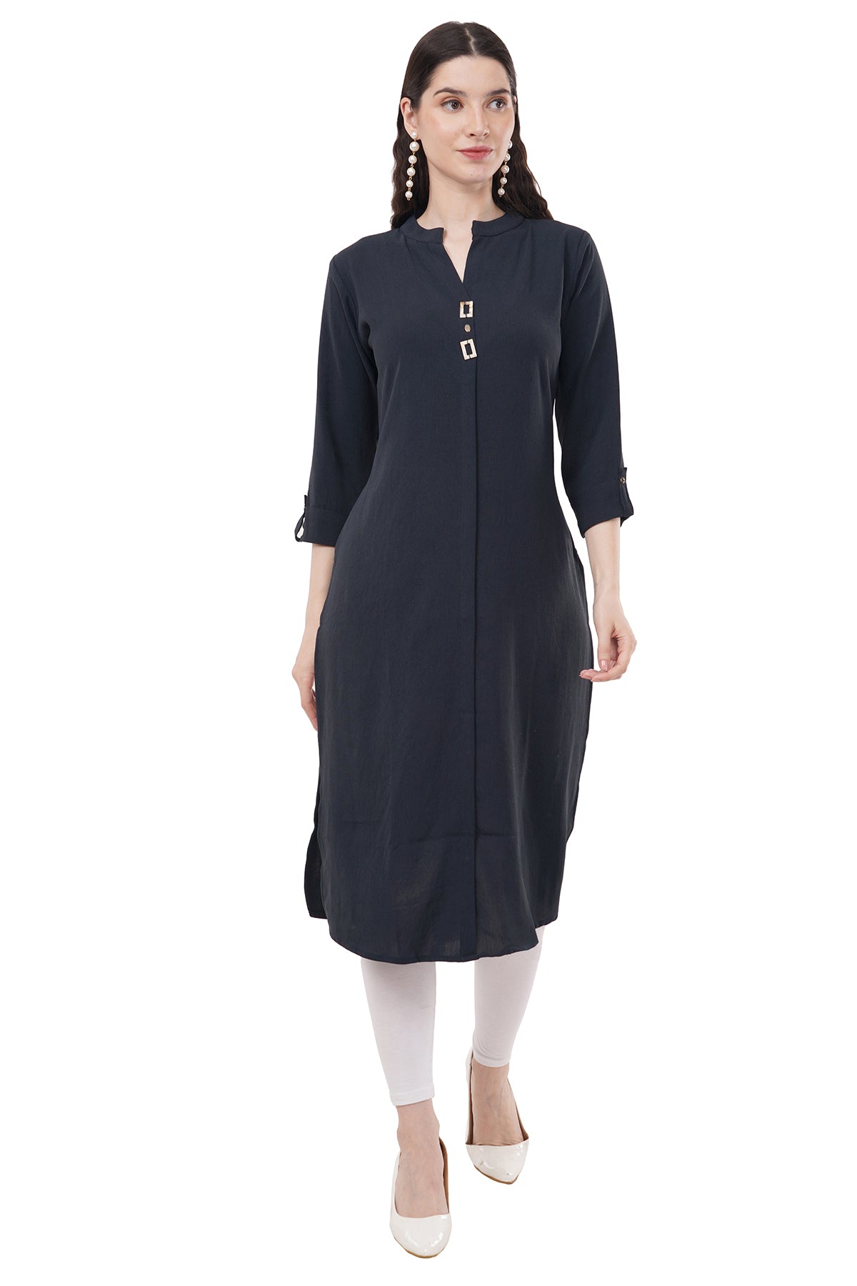 Elegant Solid Grey Women's Kurta