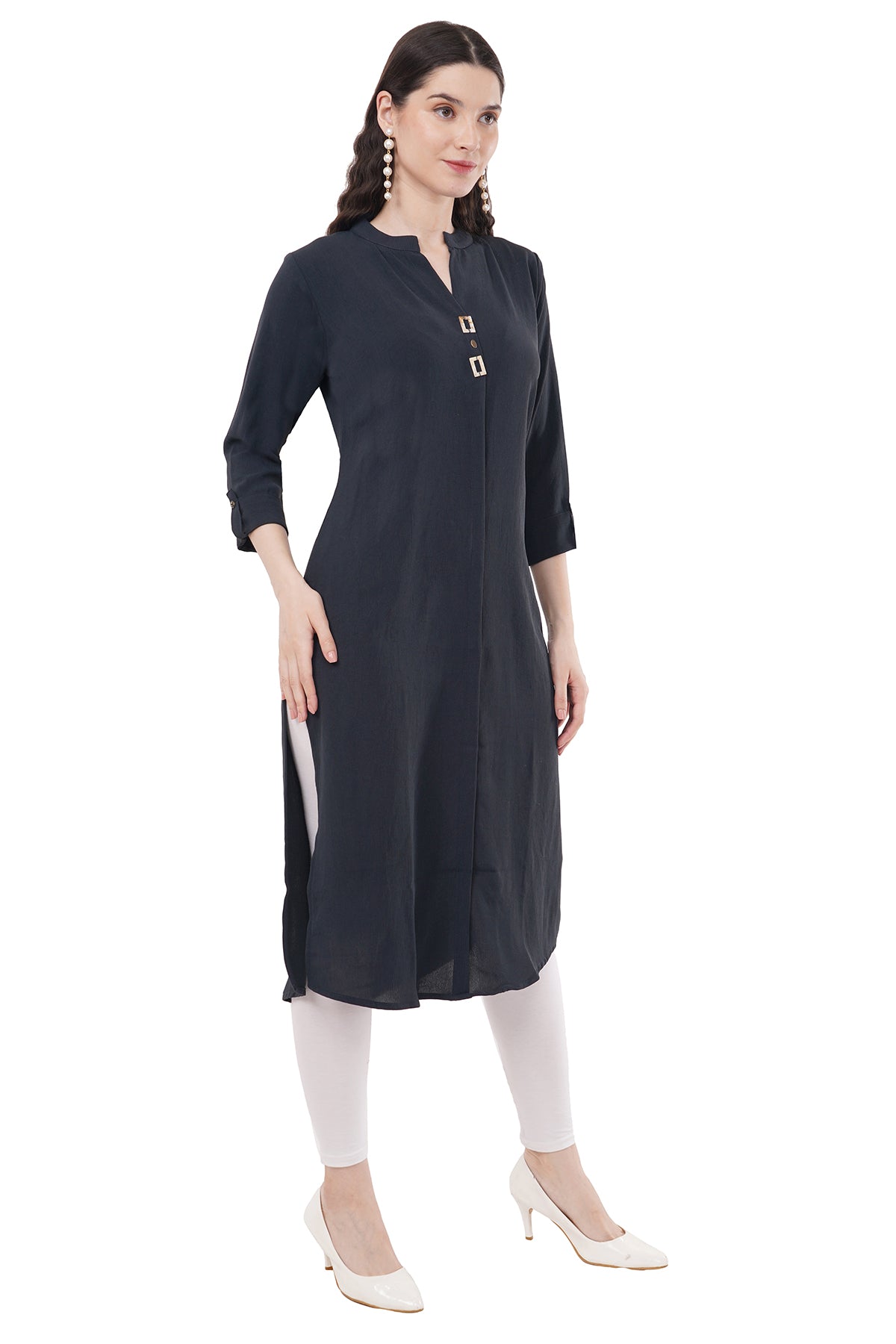 Elegant Solid Grey Women's Kurta