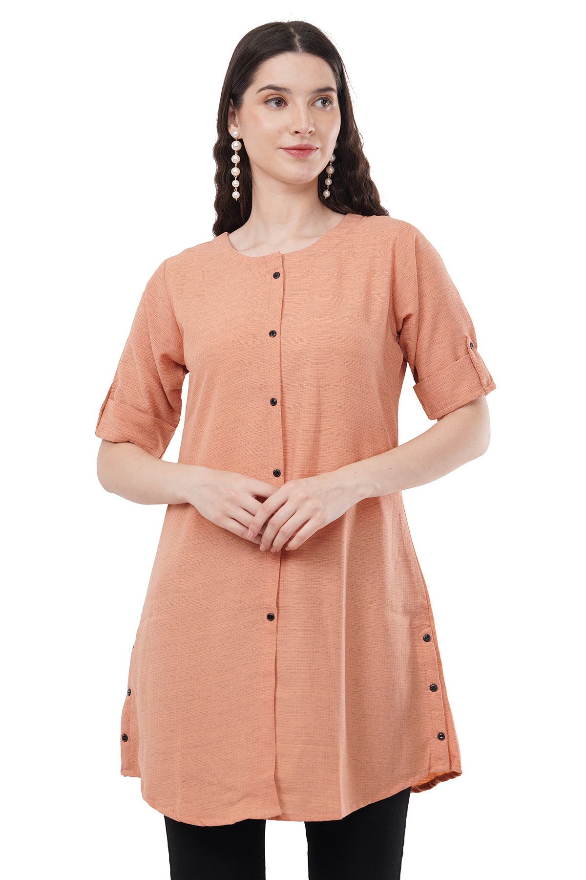 Trendy & Beautiful Solid Paech Women's Tunic