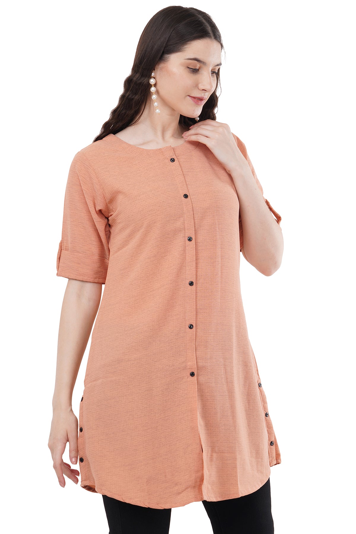 Trendy & Beautiful Solid Paech Women's Tunic