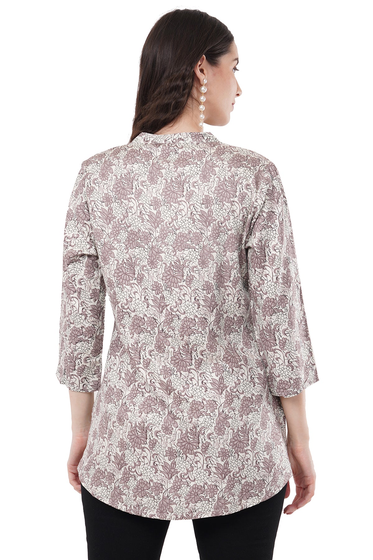 Elegant & Beautiful Mauve & Cream Floral Printed Women's Tunic