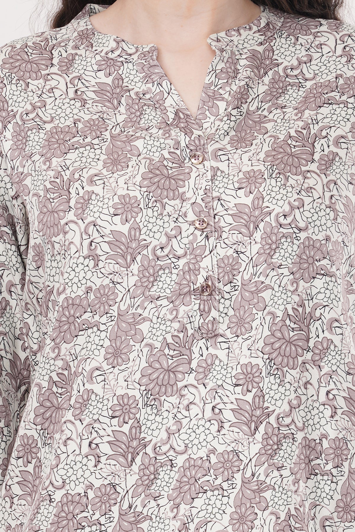Elegant & Beautiful Mauve & Cream Floral Printed Women's Tunic