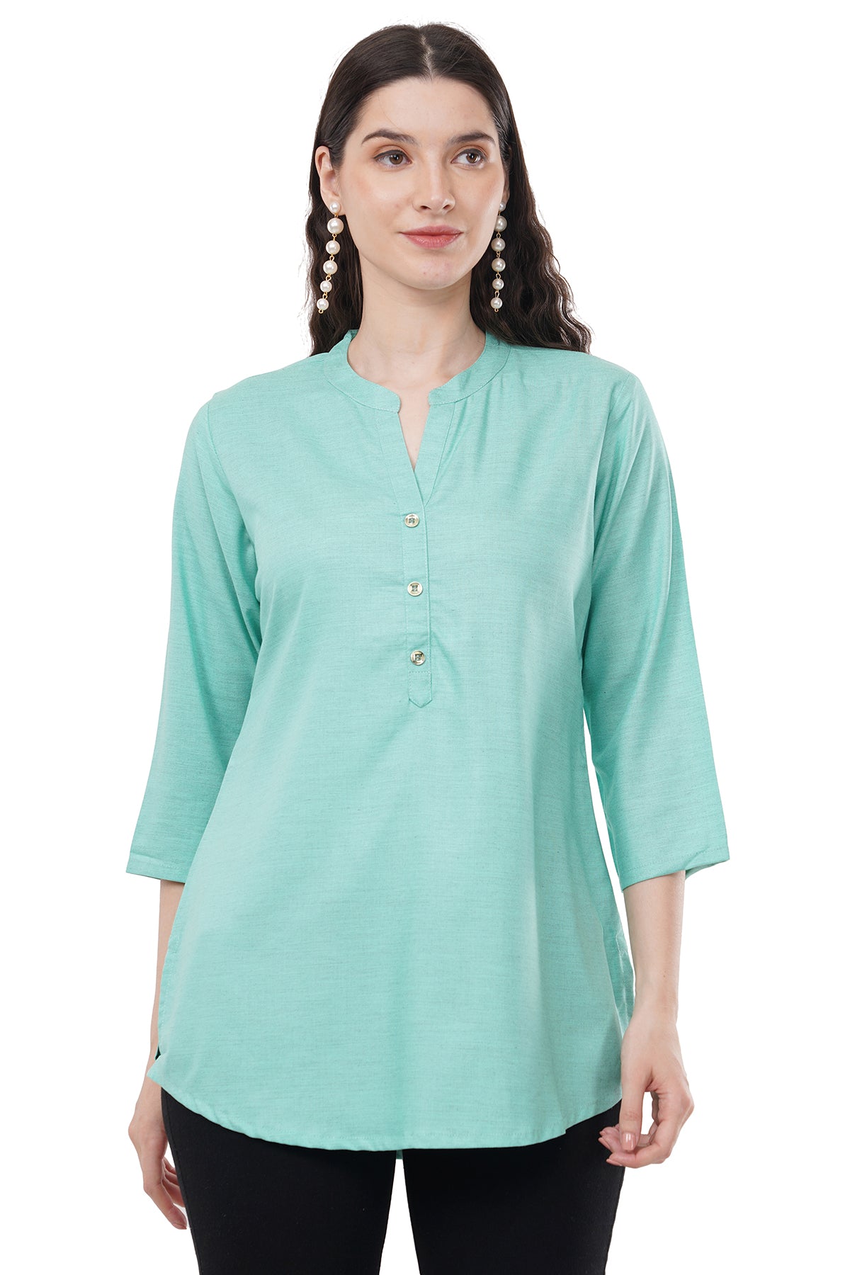 Trendy & Beautiful Solid Sea Green Women's Tunic