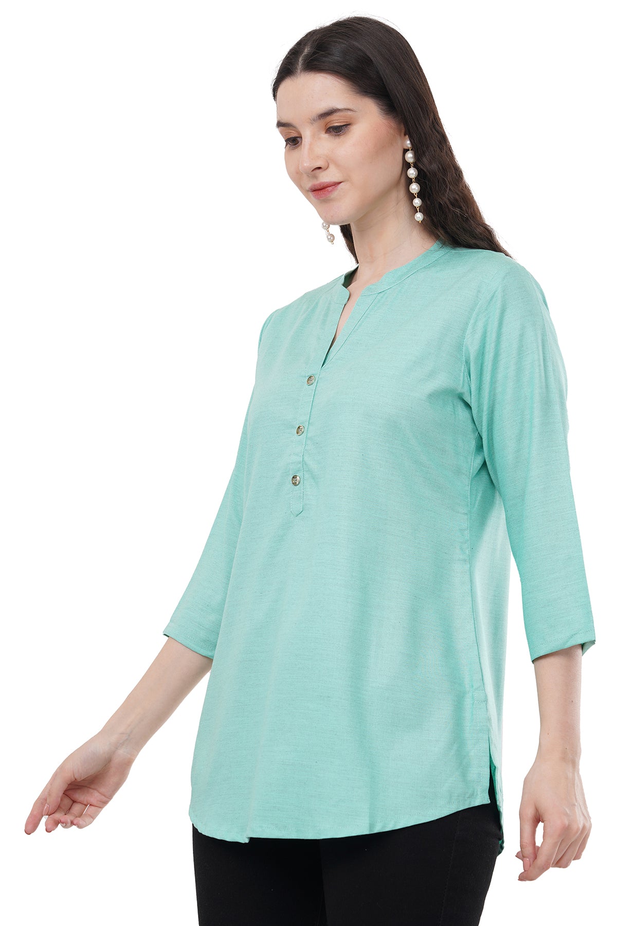 Trendy & Beautiful Solid Sea Green Women's Tunic