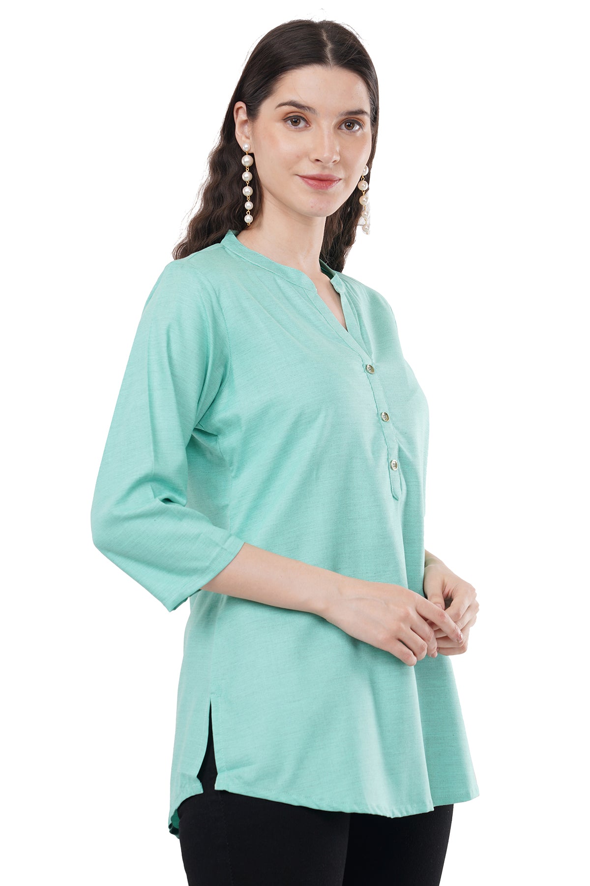 Trendy & Beautiful Solid Sea Green Women's Tunic