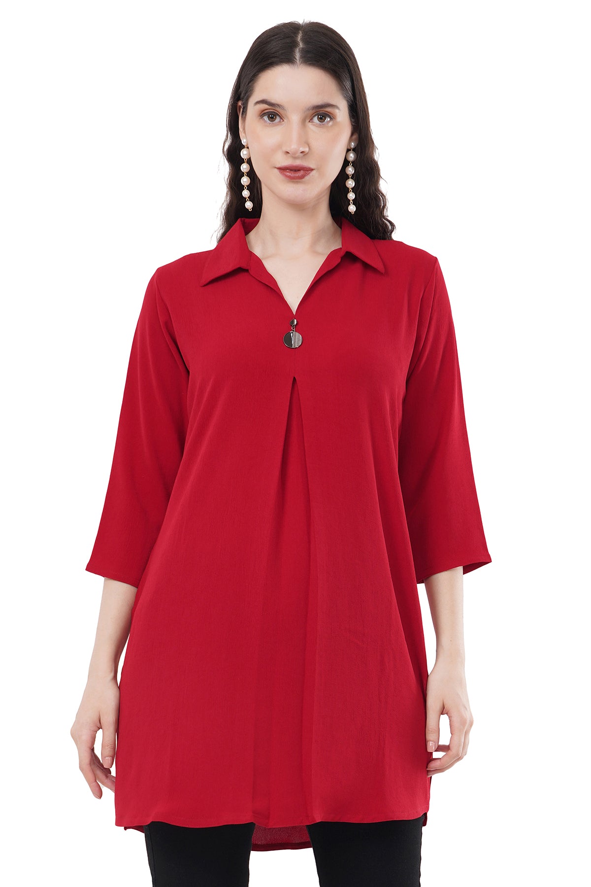 Elegant & Beautiful Red Solid Women's Tunic