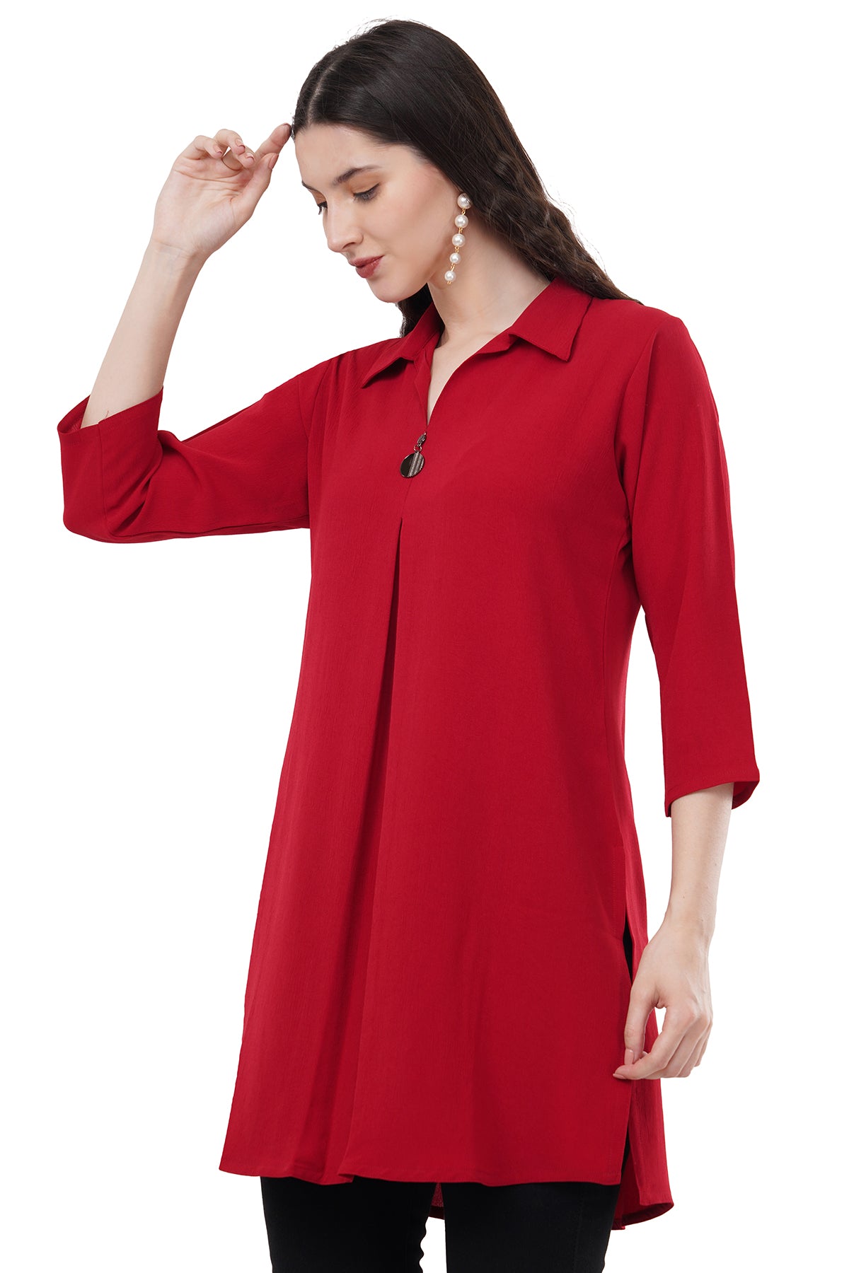 Elegant & Beautiful Red Solid Women's Tunic