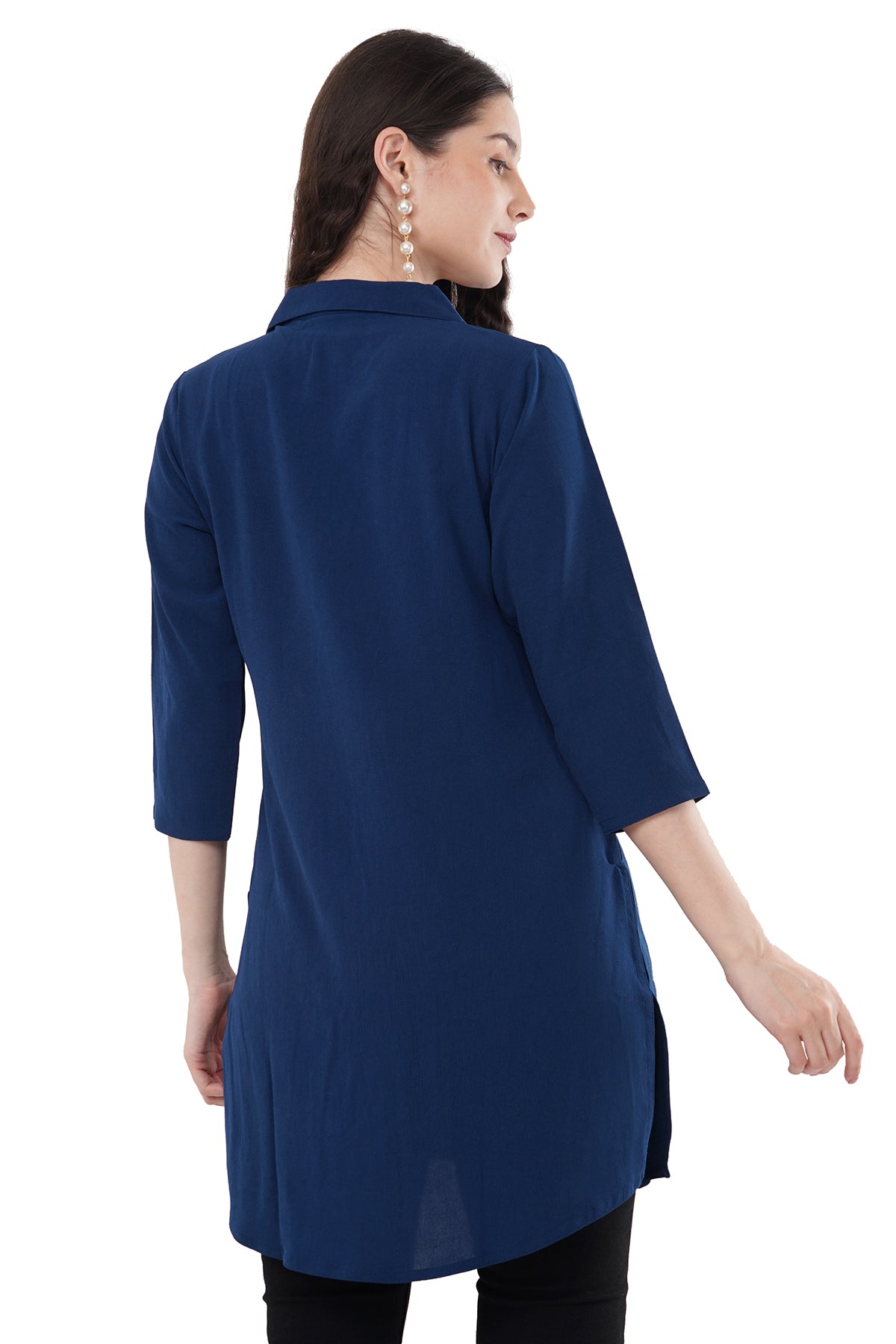 Trendy & Beautiful Solid Blue Women's Tunic