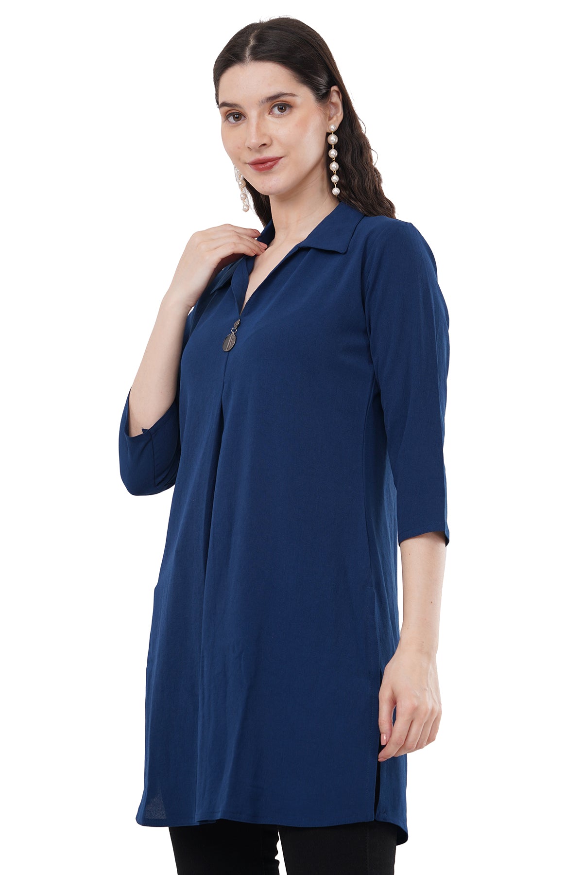 Trendy & Beautiful Solid Blue Women's Tunic