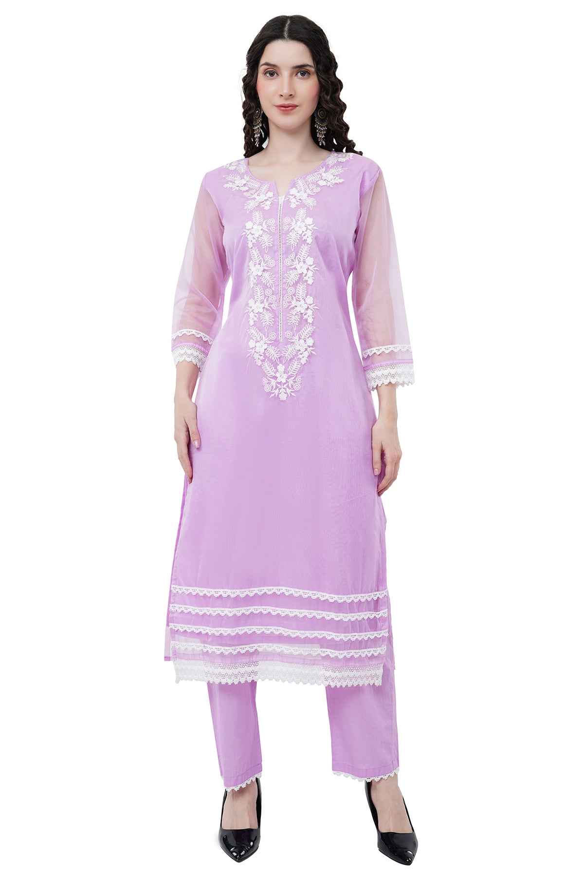 Trendy and Elegant Embroidered Organza Women's Kurta Set With Duppatta
