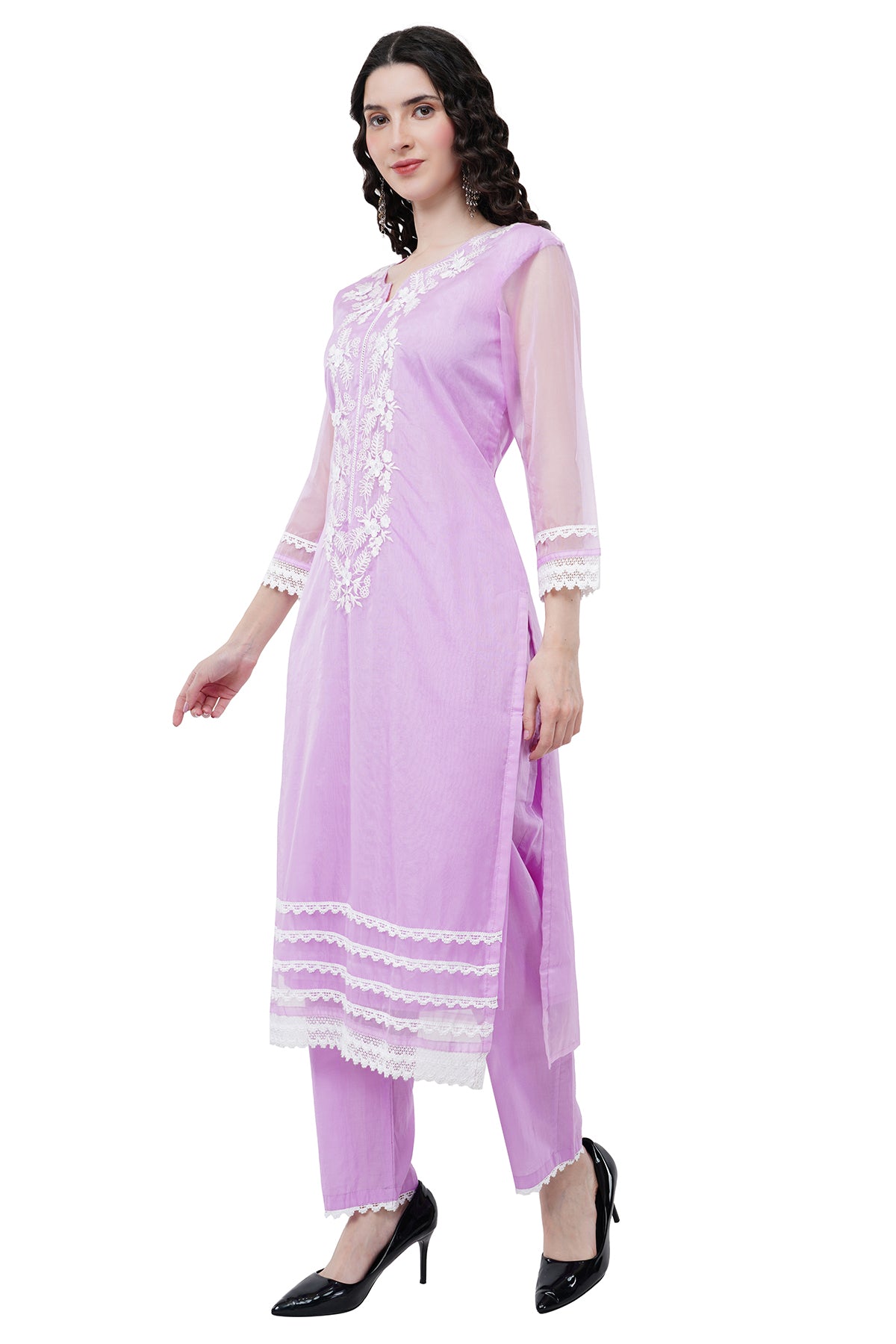 Trendy and Elegant Embroidered Organza Women's Kurta Set With Duppatta