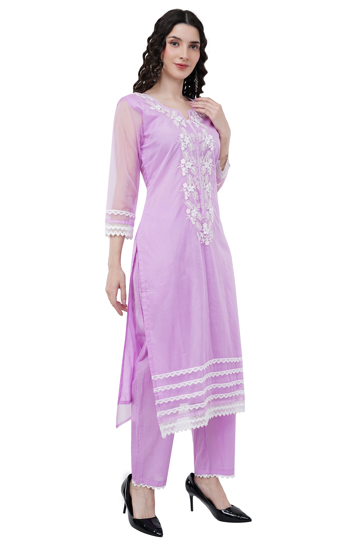 Trendy and Elegant Embroidered Organza Women's Kurta Set With Duppatta