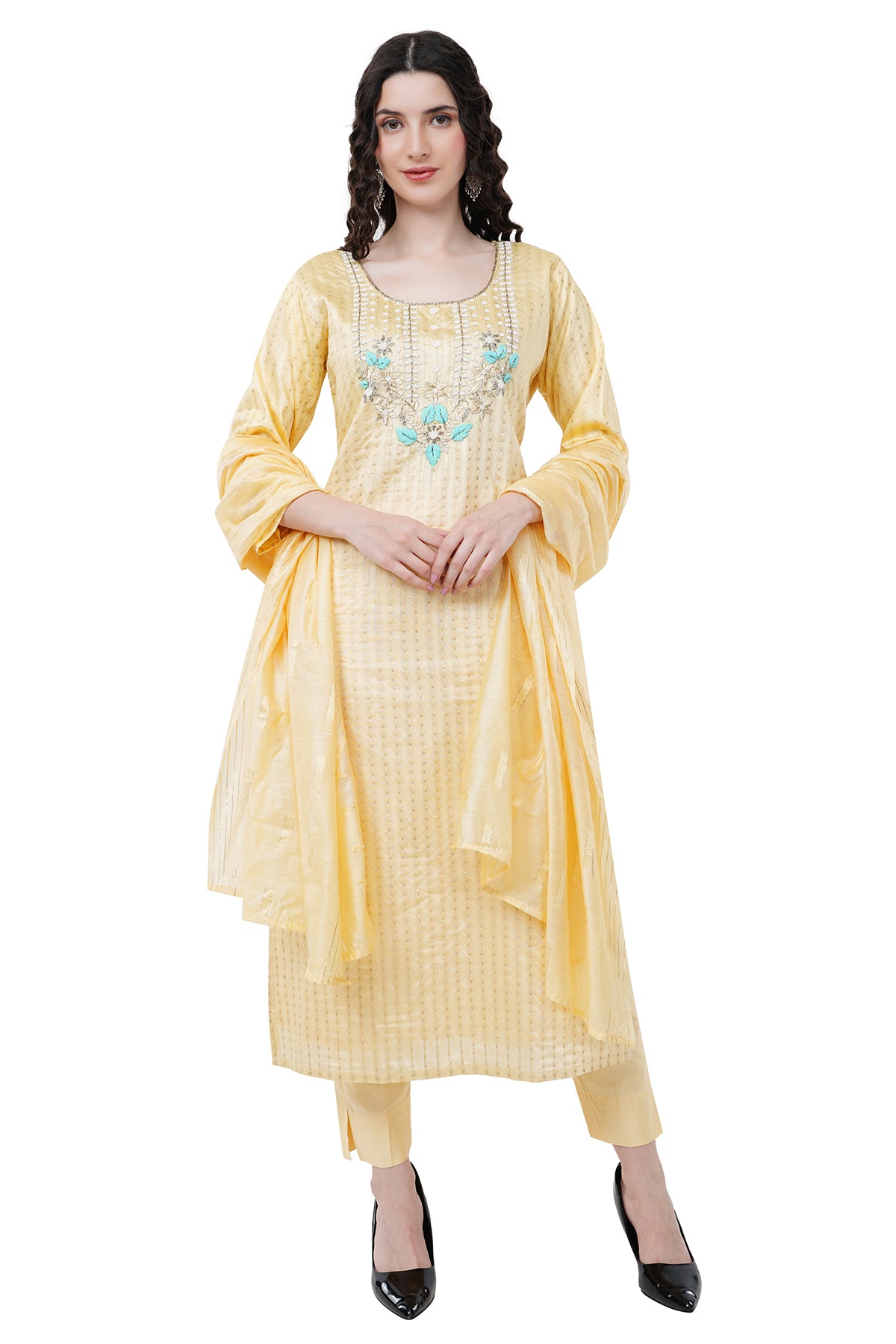Trendy and Elegant Yellow Women's Kurta Set With Duppatta