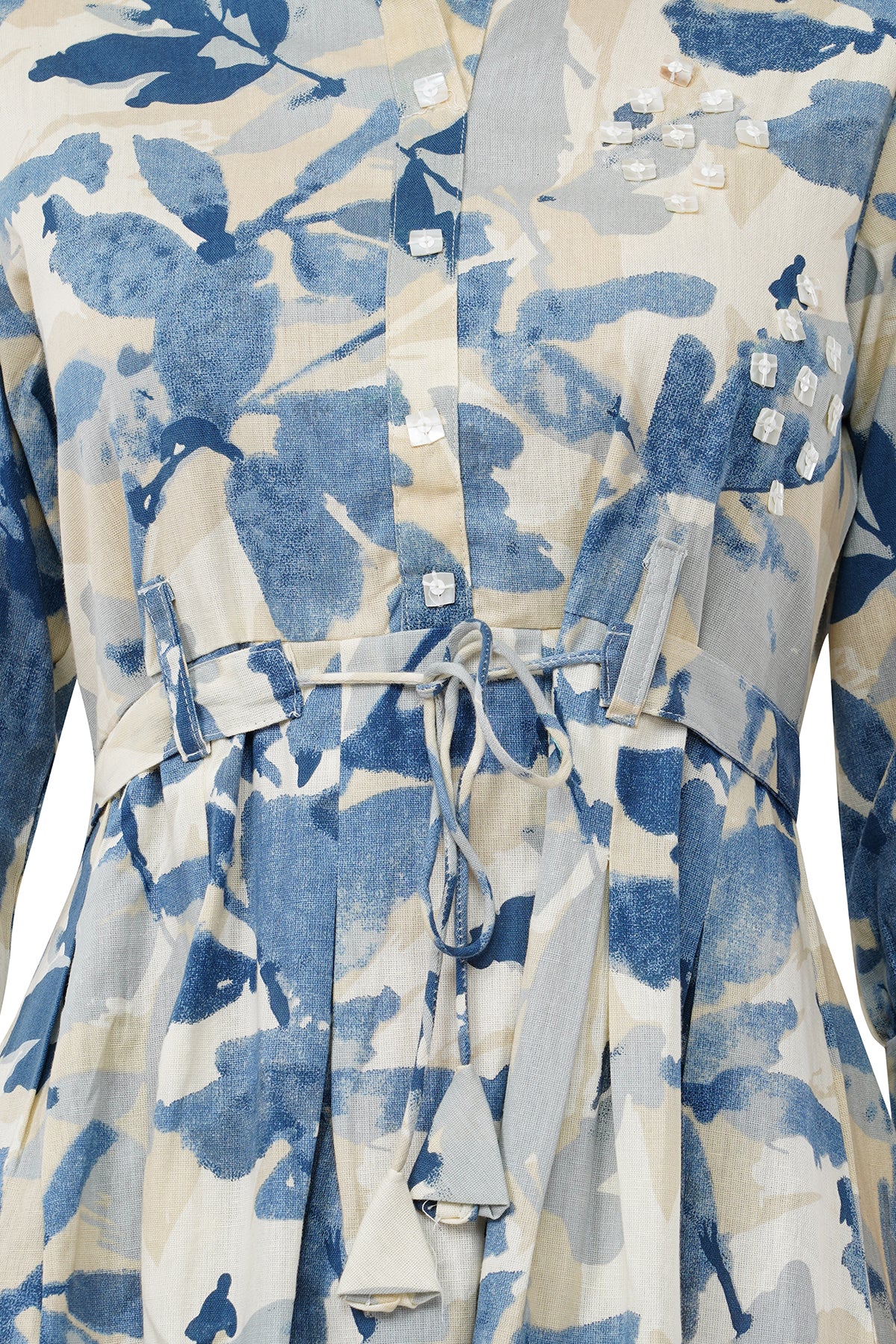 Elegant Ethnic Maxi Blue Floral Print Women's Dress