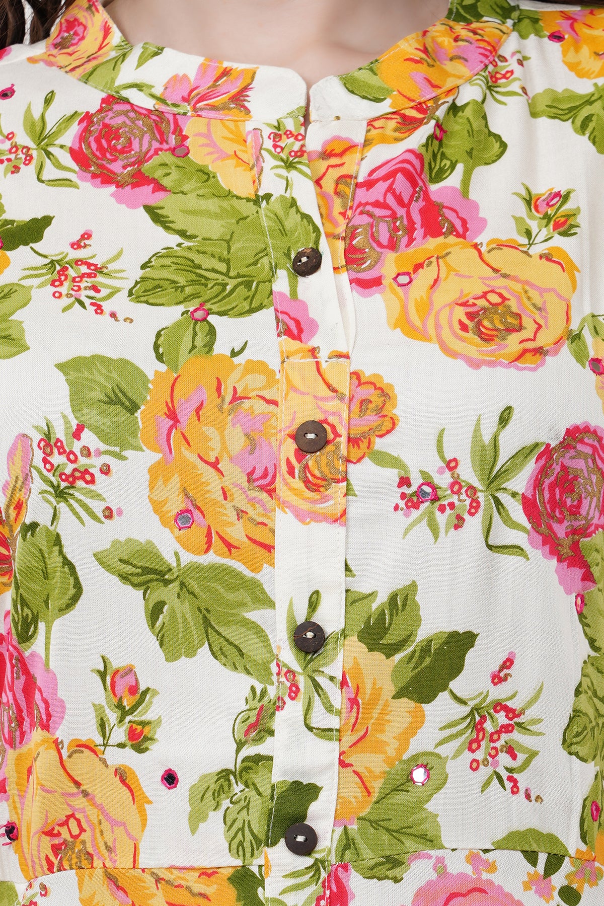Elegant Ethnic Maxi Yellow Floral Print Women's Dress