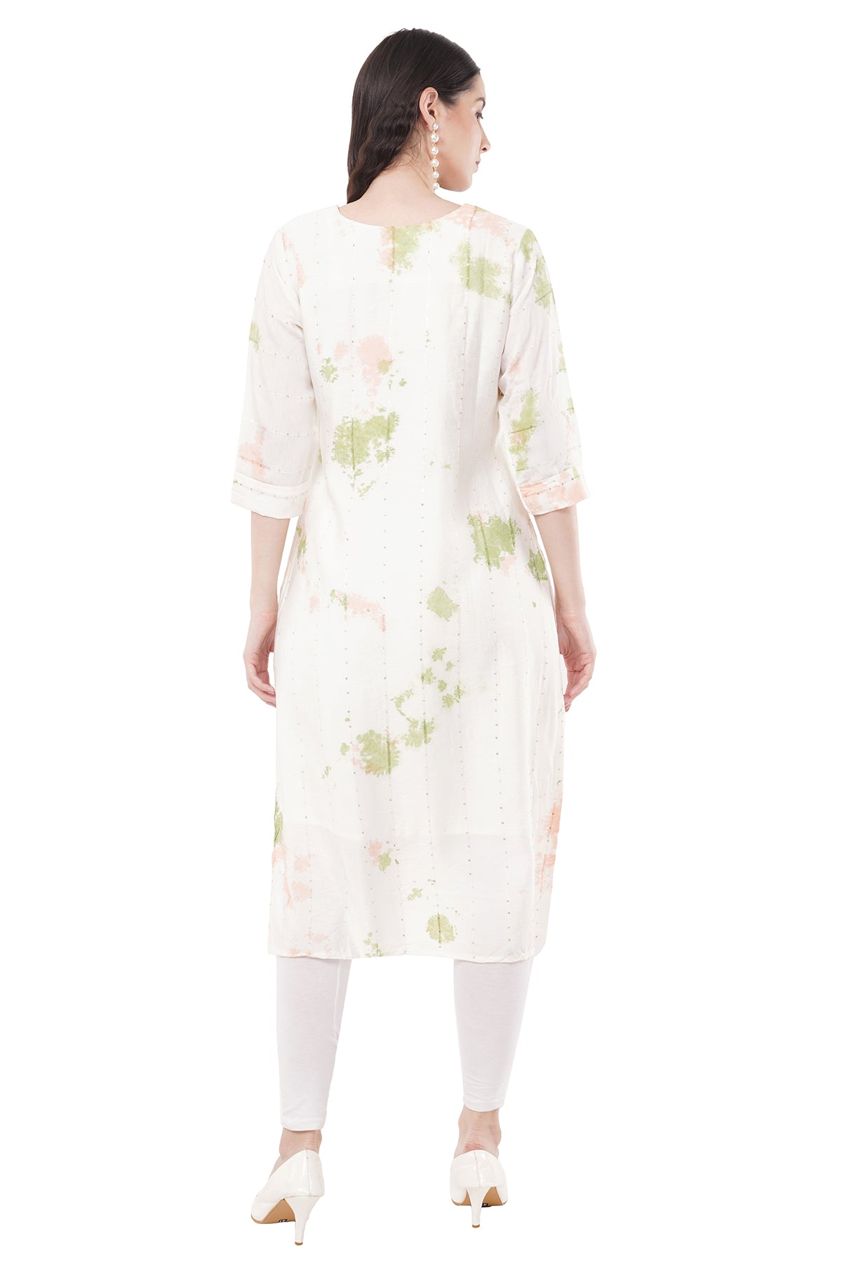 Elegant & Beautiful White & Green Tie-Dye Women's Kurta
