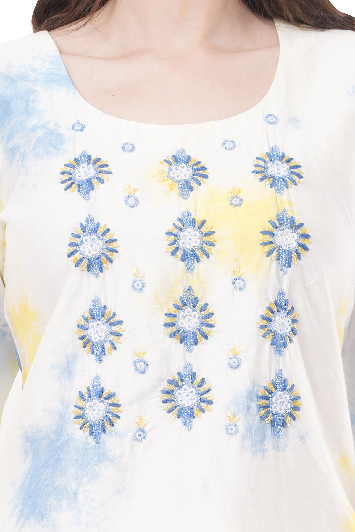 Beautiful Blue & White Tie-Dye Women's Kurta