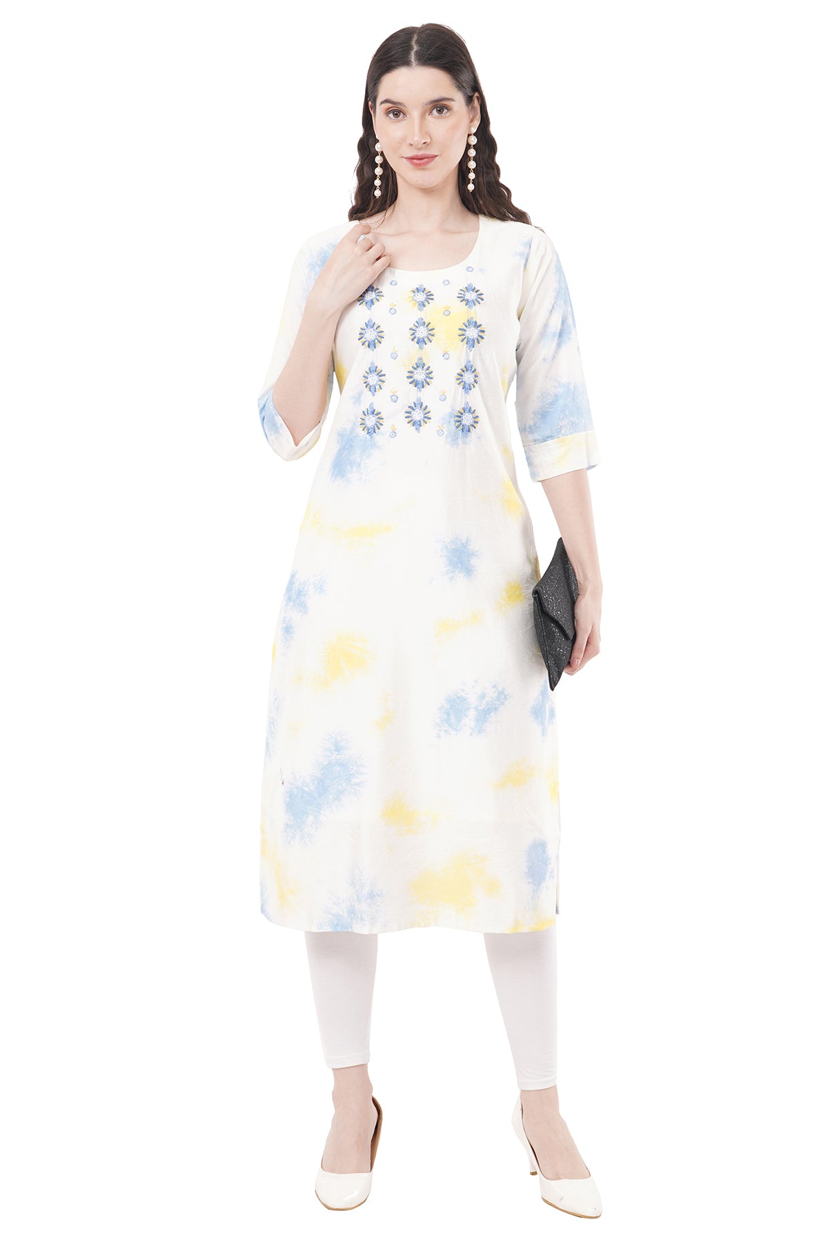 Beautiful Blue & White Tie-Dye Women's Kurta
