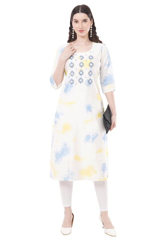 Beautiful Blue & White Tie-Dye Women's Kurta