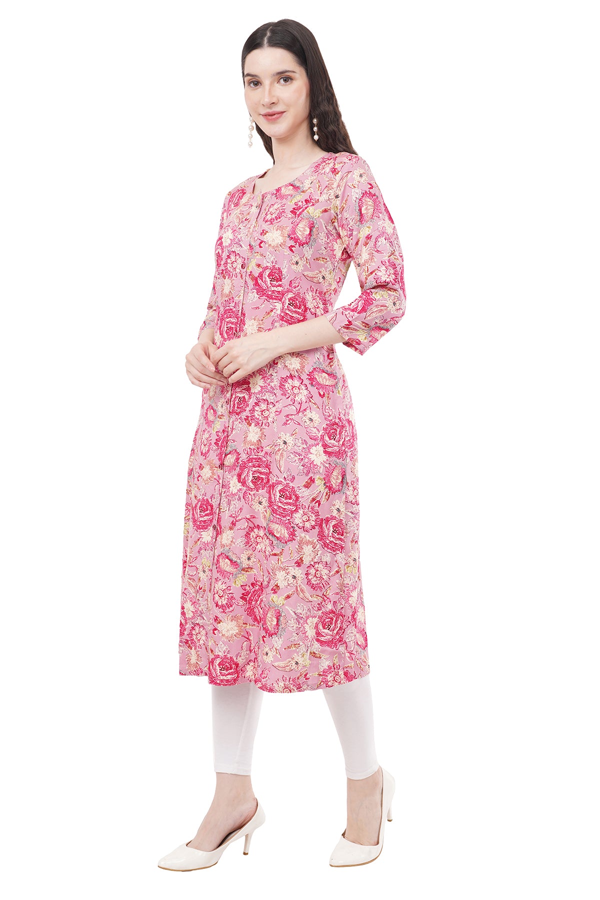 Trendy & Beautiful Pink Printed Women's Kurta