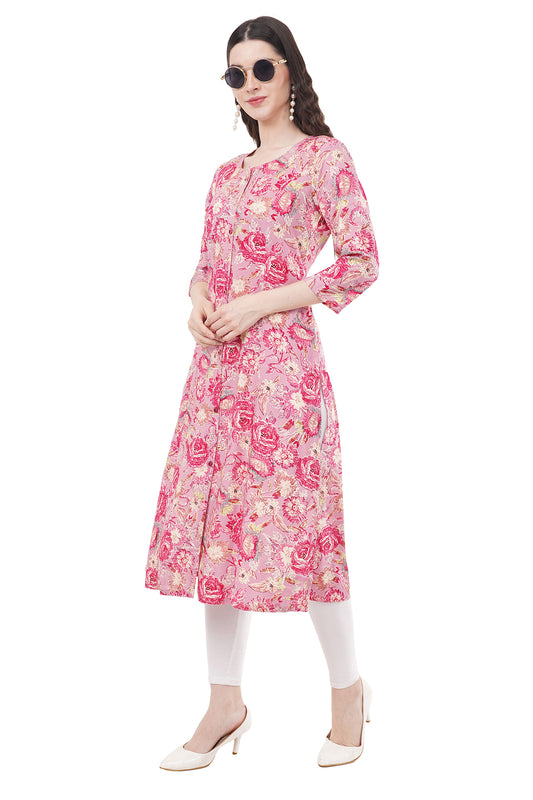 Trendy & Beautiful Pink Printed Women's Kurta