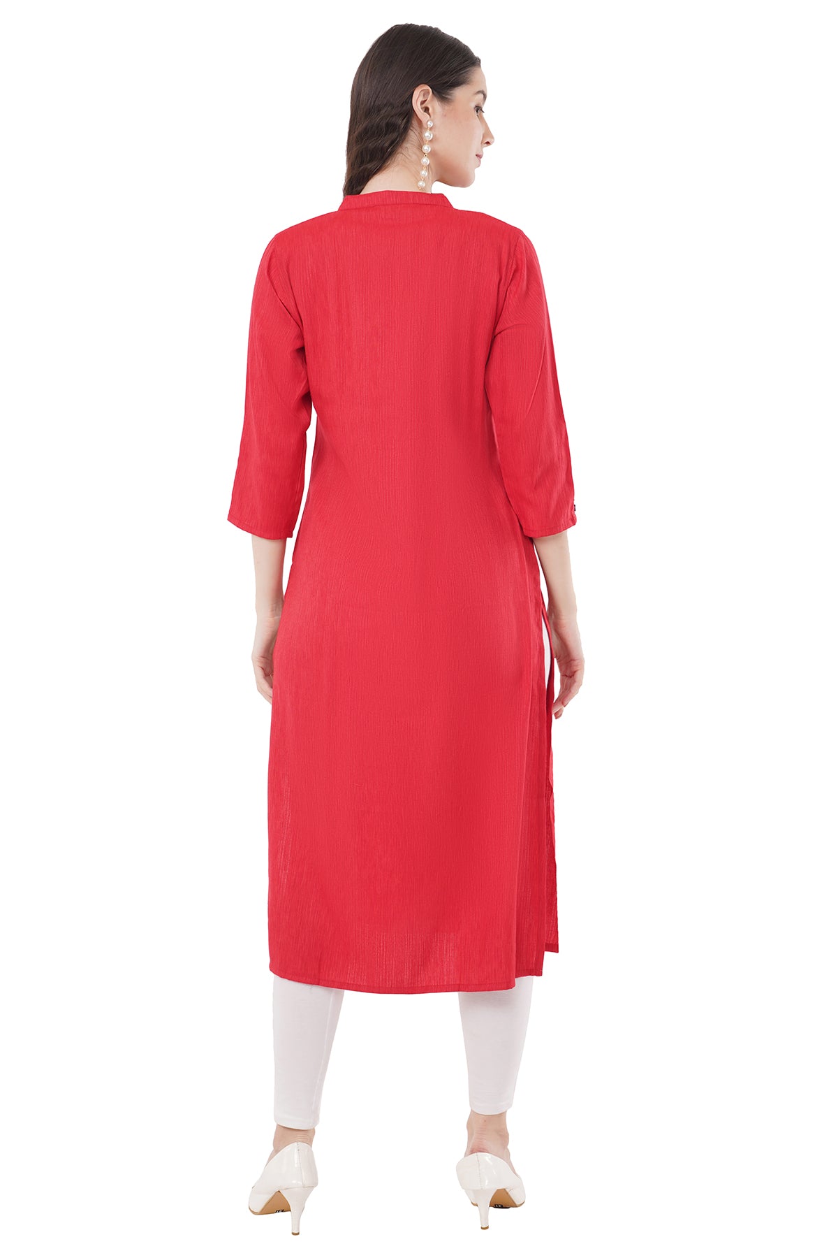 Trendy & Elegant Solid Red Women's Kurta