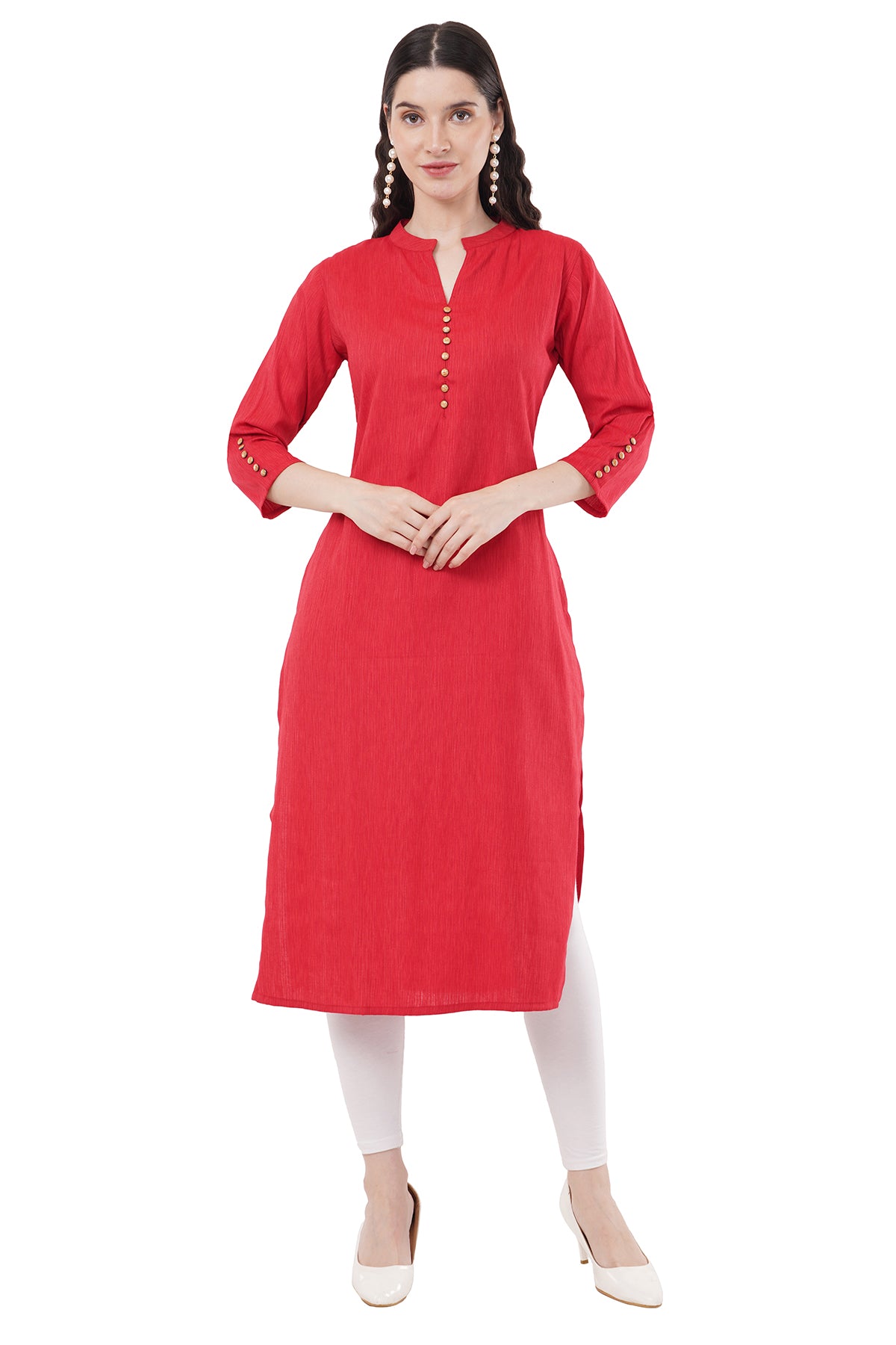 Trendy & Elegant Solid Red Women's Kurta