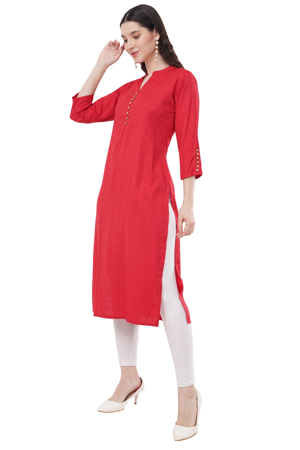 Trendy & Elegant Solid Red Women's Kurta