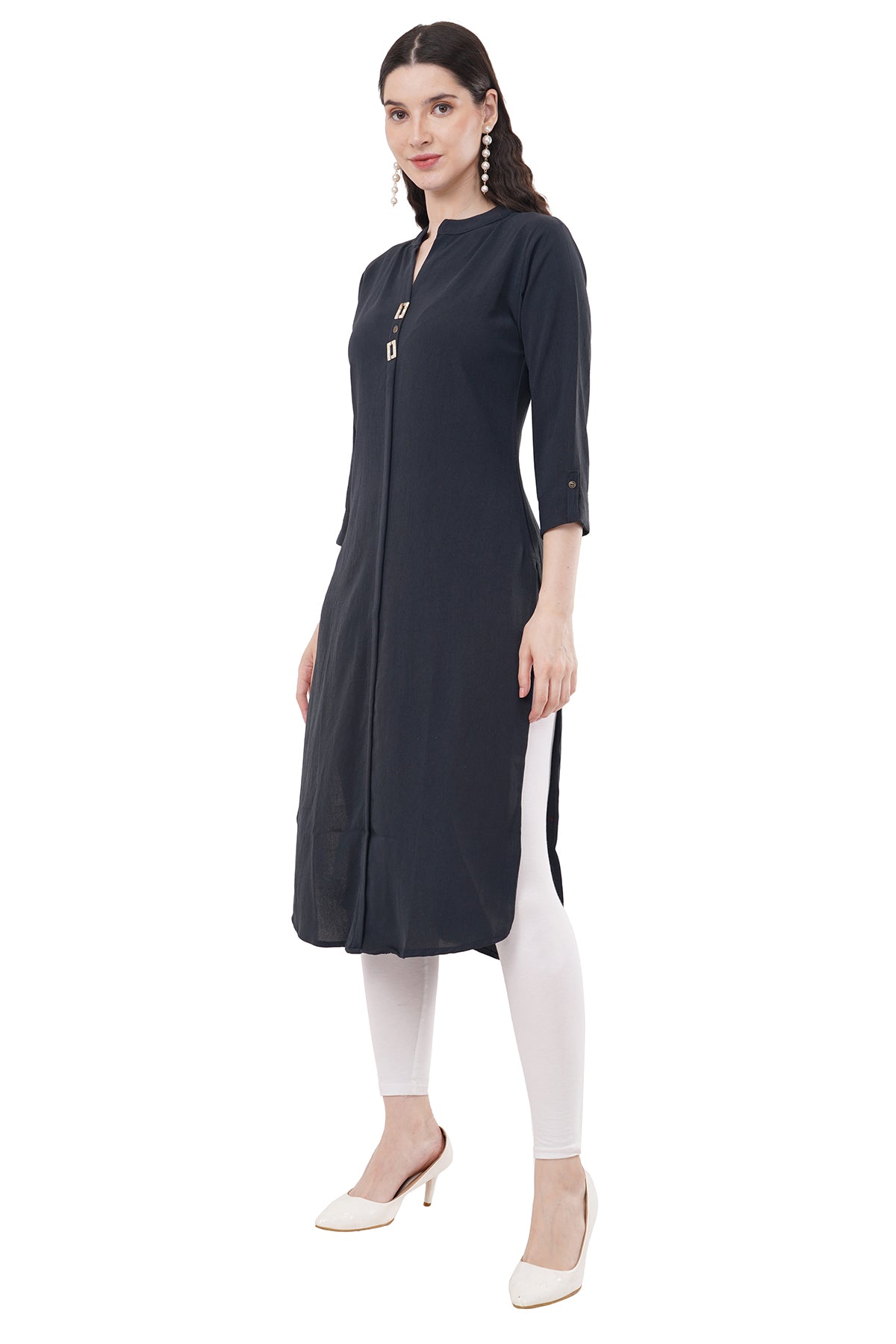 Elegant Solid Grey Women's Kurta