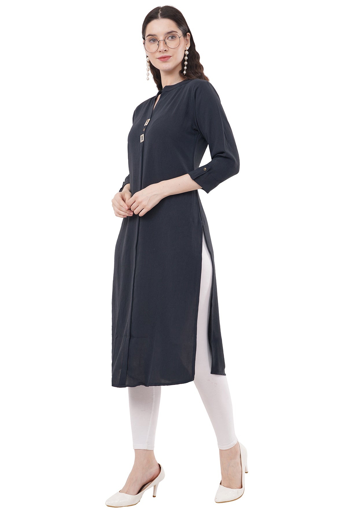 Elegant Solid Grey Women's Kurta