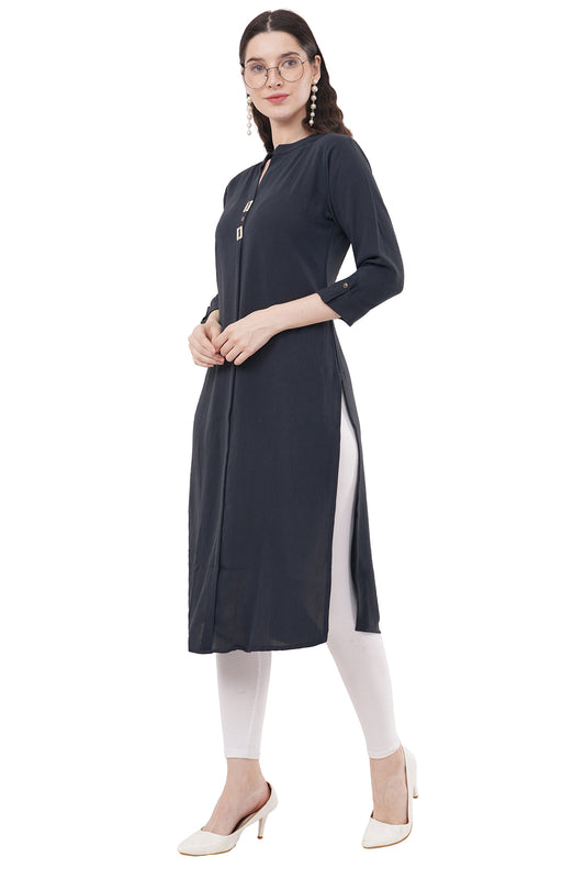 Elegant Solid Grey Women's Kurta