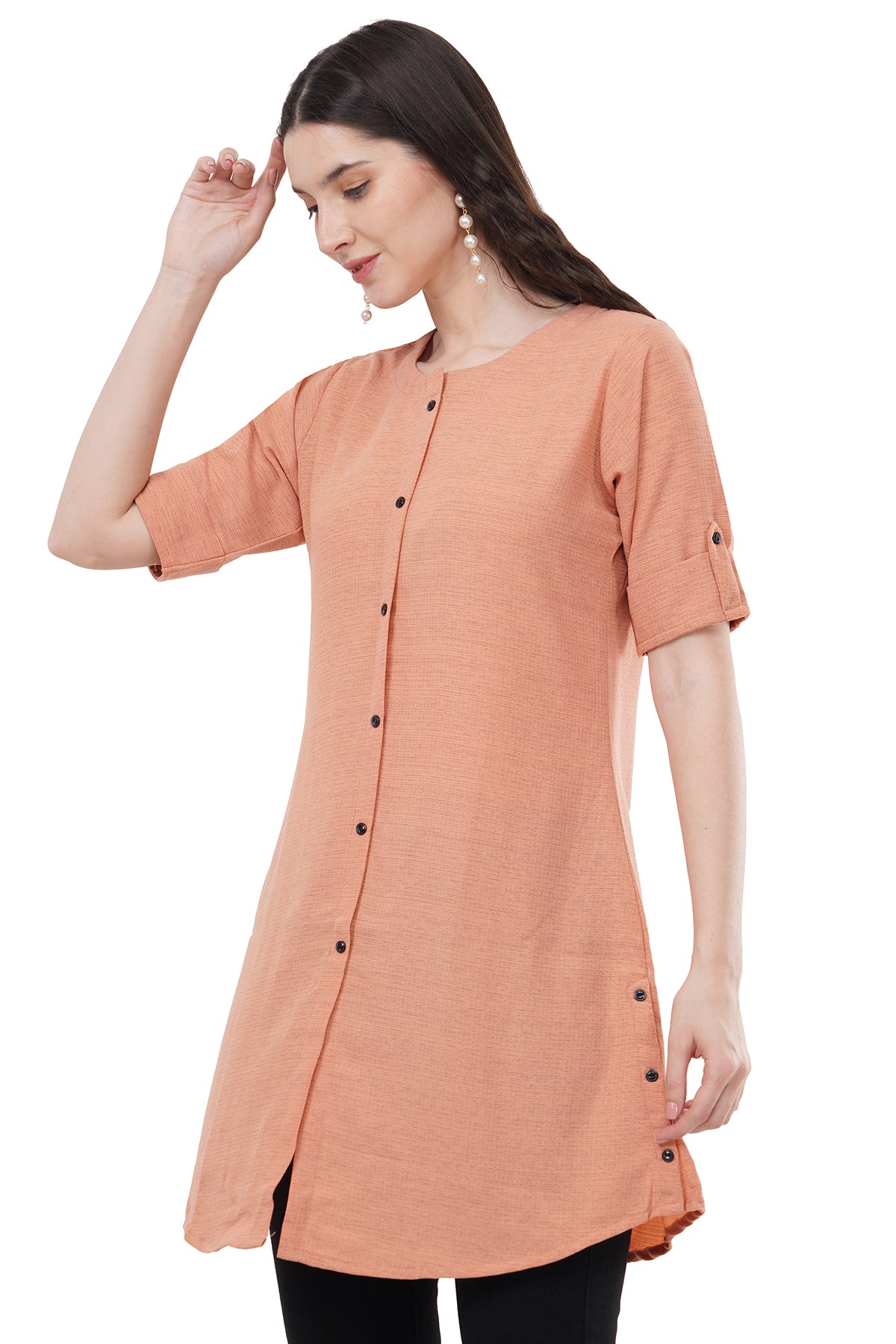 Trendy & Beautiful Solid Paech Women's Tunic