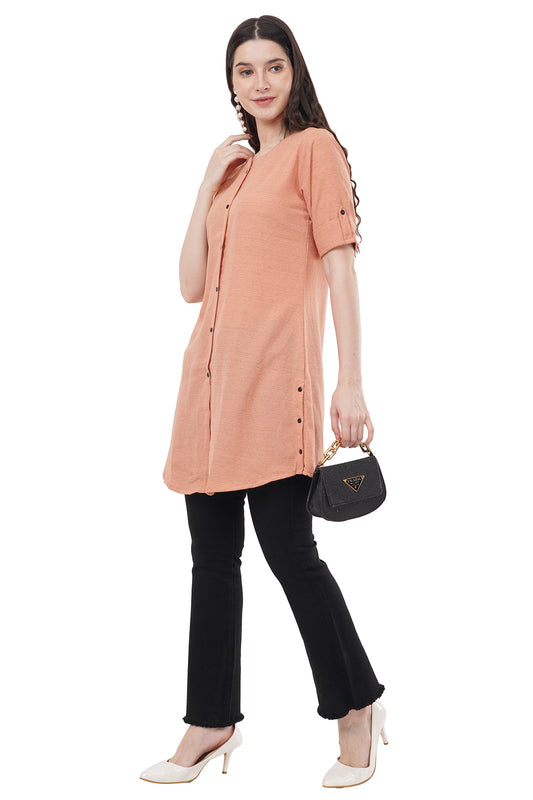 Trendy & Beautiful Solid Paech Women's Tunic