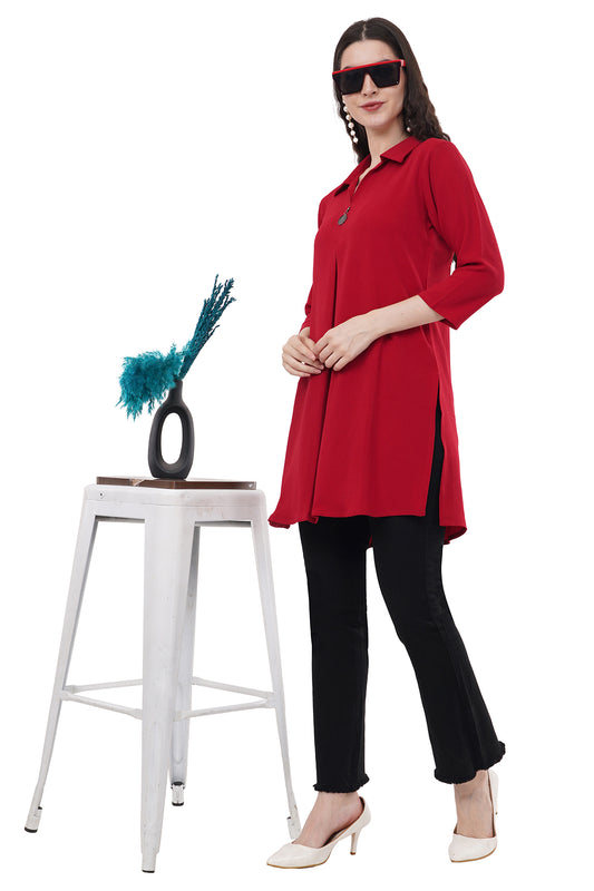 Elegant & Beautiful Red Solid Women's Tunic