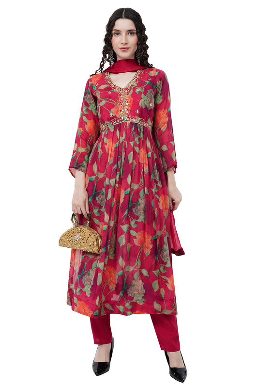Partywear Women's Kurta Set With Duppatta