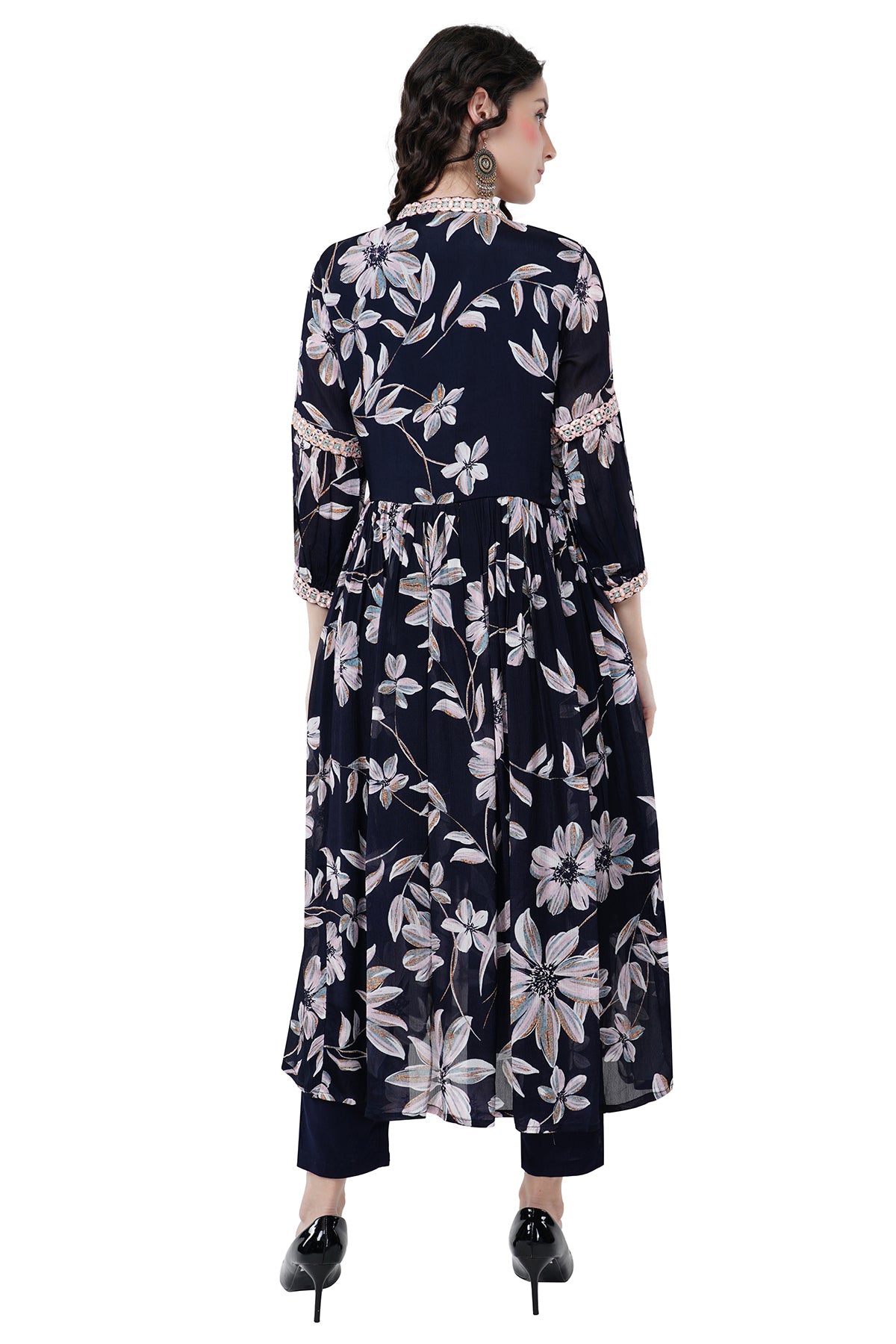 Trendy and Elegant Printed Black Women's Kurta Set With Dupatta
