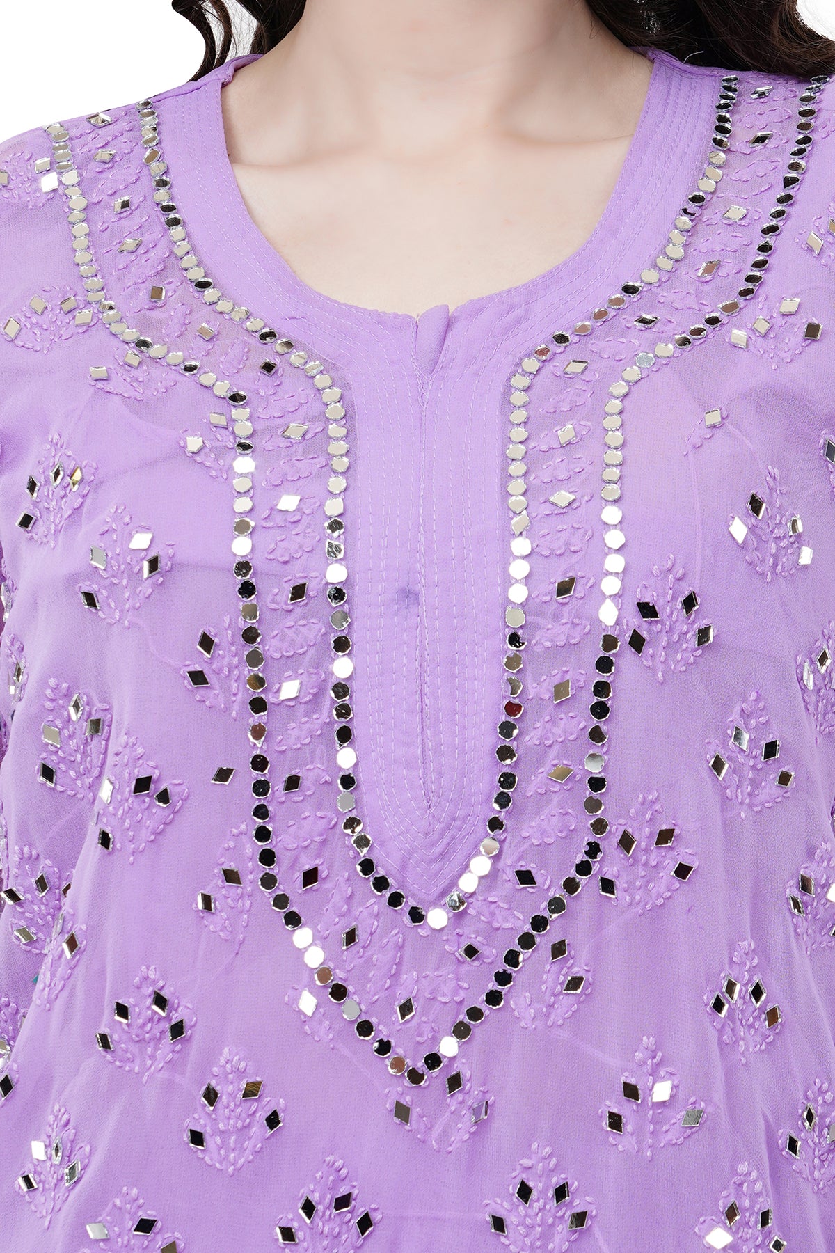 Chikankari Lavender Women's Kurta Set With Duppatta