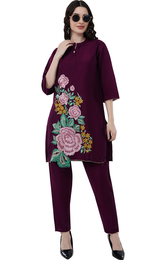 Trendy Wine Co-Ord Set for Women